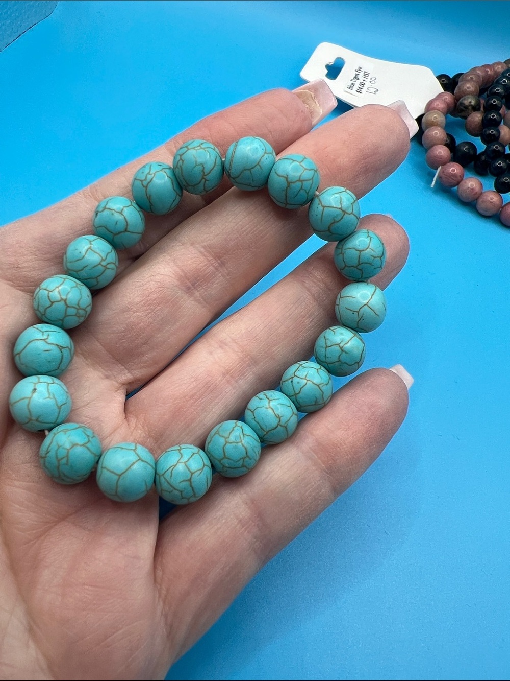 Turquoise Howlite Beaded Stretch Bracelet - Unbranded 9-10mm